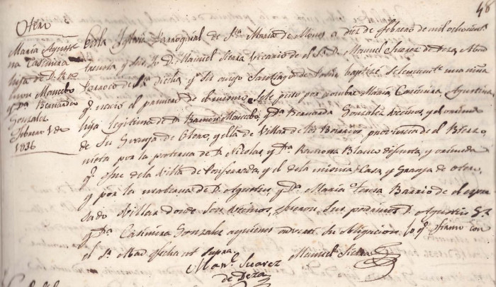 Partida de Ma Agustina Casimira Mancebo